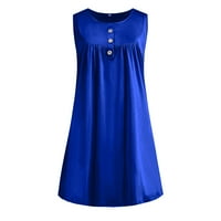 Mini ljetne haljine za žene Ženske haljine za odmor na plaži Čvrsti mini haljine Boho dreševi džepovi Tunički pokloni na klirensu Royal Blue 4xl