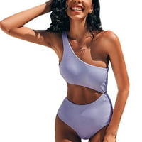 Yinguo ženski kupaći kostim bikini pune boje spojene kupaći kostim na plaži visokog struka