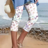 Yubatuo Casual Beach Elastic Mid Rise Capris za žene cvjetne pantalone