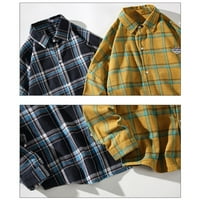 Muške redovito fit plaćene flannelske majice Ležerne prilike bez prevelike majice majice modne majice s dugim rukavima