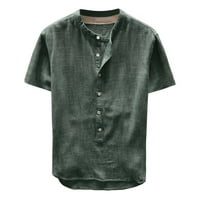 Košulje za muškarce i kratki muški bluza pamuk Pamuk Casual Top Lanen Ljeto dugme Modni muški bluza