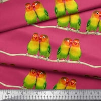 Soimoi pamučna kambrička tkaninska podružnica i šarene papagajne ptice zanatsko tkanina od dvorišta široka