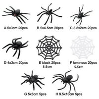 Black Halloween Novelty igračke za igračke u dekorativnim paucima ukleta kuća Prop plastični lažni pauk f svjetlosni