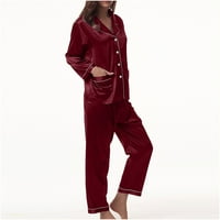 Fanxing Cleaming ženske satenske pidžame setovi padajuće dugme s dugim rukavima s dugim rukavima s hlačama