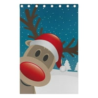 Popcreation Reindeer Crveni nos Santa Claus Hat Prozor zavjesa zastori za zamračenje termalne slijepe