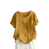 Proljeće i ljeto New Top Qwang Ženski modni Ležerni temperament Okrugli izrez Vintage Pamuk i konopci