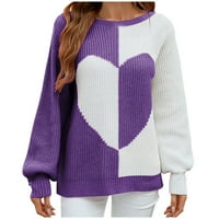 Pad džempera za žene predimenzionirani klopka za krmu za patchwork džemper sa vratima dugih rukava dugih