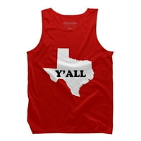 Teksas Y'all Muške crvene grafičke cisterne top - Dizajn od strane ljudi XL