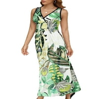 Capreze Women TIE DYE Ljeto Plaže Sundress Kaftan visoki struk Dugi haljina Maxi haljine Leopard uzorak