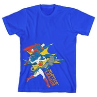 Dječja kraljevska plava grafička majica, Justice League u borbi-XL