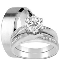 Njegov i njen vjenčani prsten koji odgovara vjenčanim bendovima za njega veličine i veličine 5