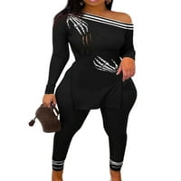 Paille žene Traktor Set životinja Print Dvije odjeće sa ramena Hlače baggy dugih rukava jogging crni