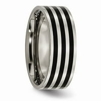 Mia Diamonds Titanium crni IP-polirani polirani venčani zaručnički prsten veličine - 8.5