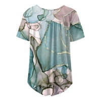 Ženske vrhove Ženska bluza s kratkim rukavima Labavi grafički otisci Summer Henley košulje Mint Green 5xl