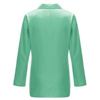 Guvpev ženska solidna modna rever Slim Fit Sret Pocket Cardigan Coat Coat - Green XXXL
