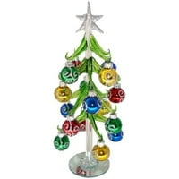 Chictail minijaturni stakleni božićno drvo sa blistavim ukrasima ,, srebro