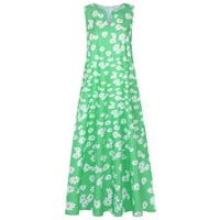Ljetne haljine za ženske tupingene casual maxi a-line zareznu haljinu zelenog m