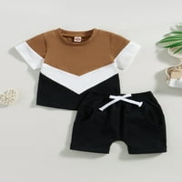 Binpure Baby Boys Ljetni odjevnici Basični majica kratkih rukava i elastični kratki kratki kratke hlače
