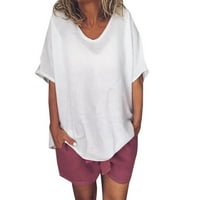 Prevelike majice za žene za žene kratki rukovi Bluze Regularne fit T majice Pulover Tines vrhovi čvrste
