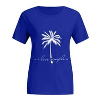 Gotyoou ženski vrhovi ljetni vrhovi za žene plaža stablo Print kratki rukav majica casual havajsko odmaralište