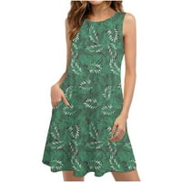 Ljetne haljine za žene plaža cvjetna masirt sundress bez rukava bez rukava casual labava haljina zelena