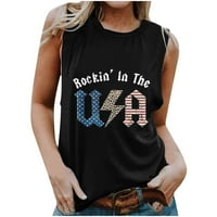 Ženska ljetna američka stanja zastava USA zastava Stars Stripes Graphic Thirt majica bez rukava Tee