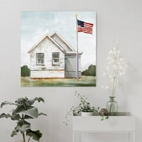 Posteri i printoni Američka zastava Zidna umjetnost Barn Wall Art Schoolhouse Wall Art Wooden Lodge