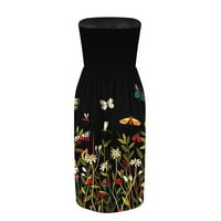 Ženski vitak Comfy mini haljina trendi leptir tiskani Dresisan ljetni bez kaiševa bez ramena košulja