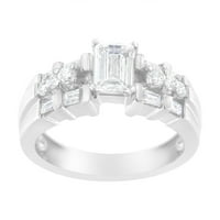 14k bijeli zlatni CT TDW smaragdni stil Diamond Modern Band prsten - Veličina prstena 7