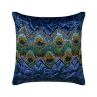 Dekorativni jastuci za bacanje plavih 14 x14 , baršun prekriven, jastučići za izmet i paun dekor bacanja