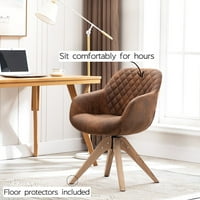 -Swivel fotelja savremena tkanina stolica za trpezarije za trpezariju s čvrstim hrastovim drvenim nogama