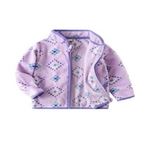 Grianlook Boys Jacket Polar Fleece Oting dugih rukava Djeca Labavi kardigan Geometrijski print Polka Dot Purple 100