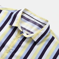 Muška proljetna pruga ispisana vrhova košulja na košulju s poklopcem gumb TOW majica Bluza za modne