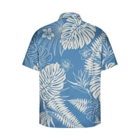 Havajske majice za muškarce labav fit tropsko print casud gumb niz kratki rukav Ovjesni mashirts trendy ljetni odmor na plaži Tee plavi l