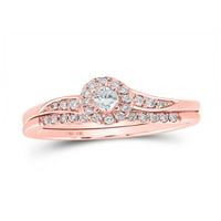 10kt Rose Gold Oval Diamond Halo Bridal Vjenčani prsten set CTTW