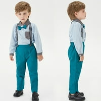 SDJMA TODDLER Kids Boys Gentleman Bowint kravata za patchwork The Tops + suspender hlače
