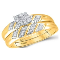 Jewels 10kt Yellow Gold Njegov i njezin okrugli dijamant Solitaire Usklađivanje svadbenog vjenčanog