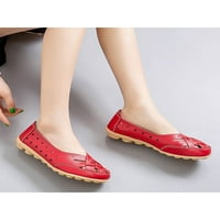 Oucaili Ženske natike klizne na kožnim stanovima Neklizne casual cipele Prozračne udobne vožnje cipelama hodanje crveno 9