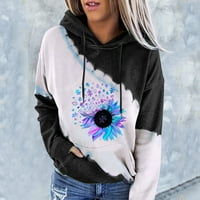 FSQJGQ Prevelizirani duks za žene modni cvijet patchwork grafički duksevi djevojke pulover s dugim rukavima