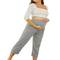 Ženske ležerne trudnice, čvrste boje visoki struk Capris Yoga Trudnoća Hlače Materinstvo Joggers Didoni