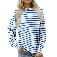 HFYIHGF Stripes dukseri za žene casual crewneck dugih rukava pulover s dugim rukavima jeseni trendi