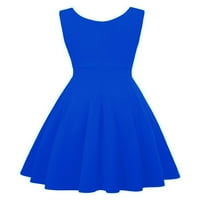 Bomotoo Ženska zabava kratka haljina V izrez Ball haljine naletirane mini haljine retro večernje plave