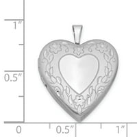 Carat u Karatsu sterling srebrni polirani finilj rodijum-ploče cvjetni obrubni privjesak za srce sa sterlijskim srebrnim kablovskim ogrlica od kabela 18 ''