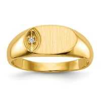 Čvrsta 14K žuto zlato 6,5x dijamant Otvoreni nazad gravični monogram Signet Ring Band veličine 5