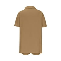 Ljetne odjeće Žene kratkih rukava za bluze s rukavima i kratke hlače Postavljaju dva odjeća za pričvršćivanje elastičnih kratkih šarkica podudaranja Loungeward Brown 3xl