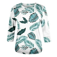 Majice s rukavima za ženske posade izrez labavi motimo ženske ljetne vrhove i bluze tropska majica za