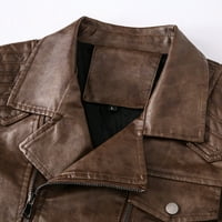 Muška povremena kožna preklopna jakna s dugim rukavima nacrtani ovratnik zipper džepni kaput xxl