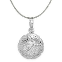 Carat u Karatsu sterling srebrna polirana završna košarka šarm Privjesak sa sterlijskim srebrnim konopcem ogrlica od 20 ''