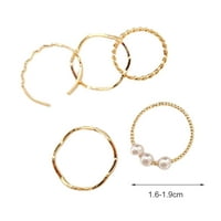 Prstenovi, prsteni prsteni valovit Japan Korejski stil Fau Pearls Nakit Electroplating Spacking Prstenovi set za svadbenu zabavu Banket Prom Golden