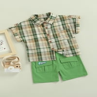 Mialeoley Kid Baby Boy kratke hlače odijelo, plaćene košulje s kratkim rukavima kratkih rukava + elastični